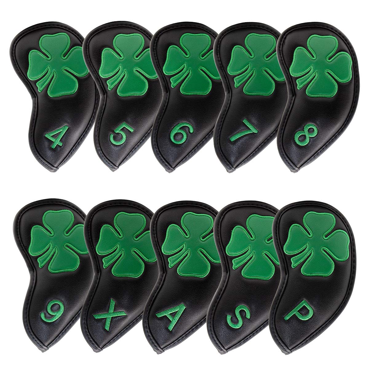 Golf Club Iron Set - Fundas de cuero negras con diseño