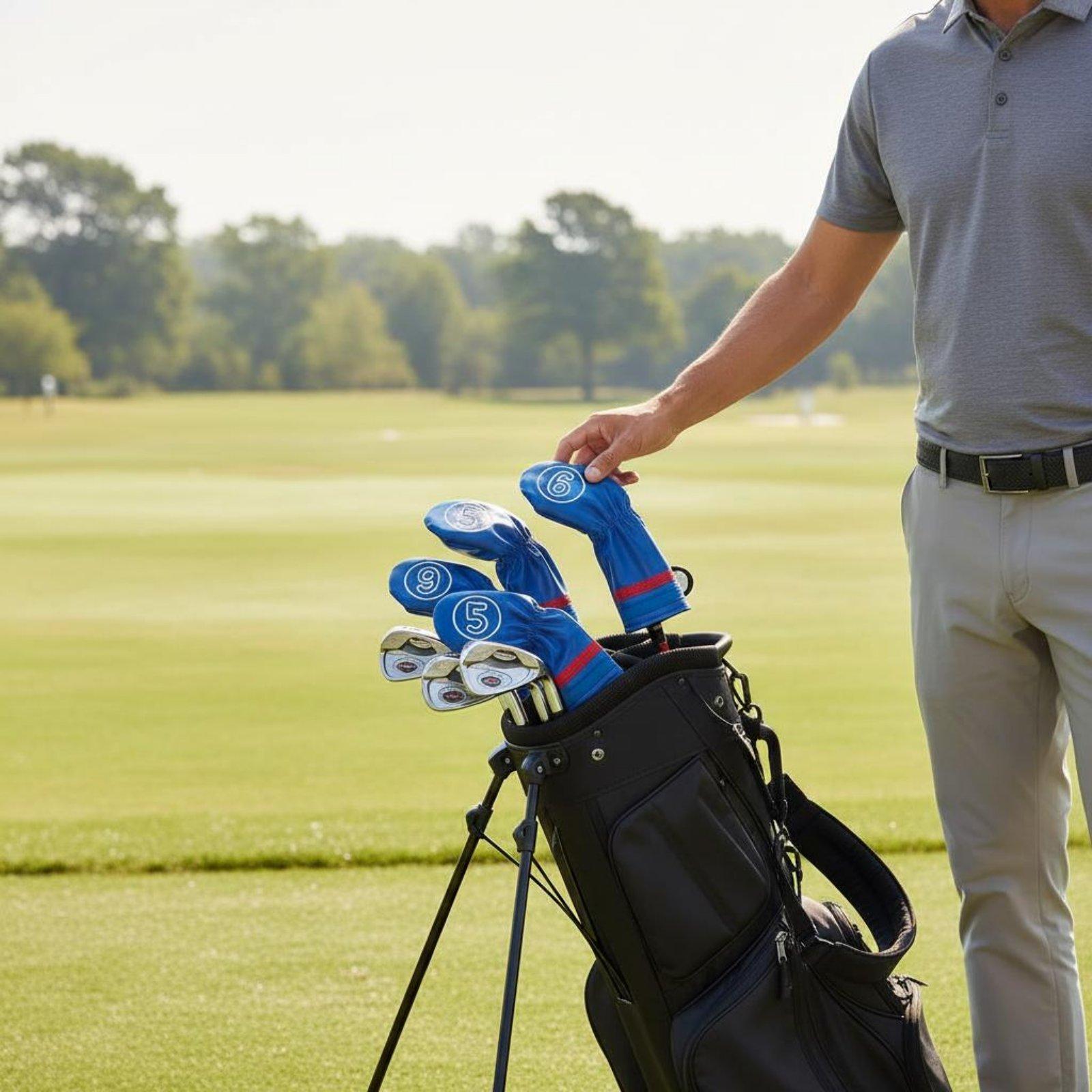 Golf Club Iron Set - Fundas Duraderas de Cuero para Palos